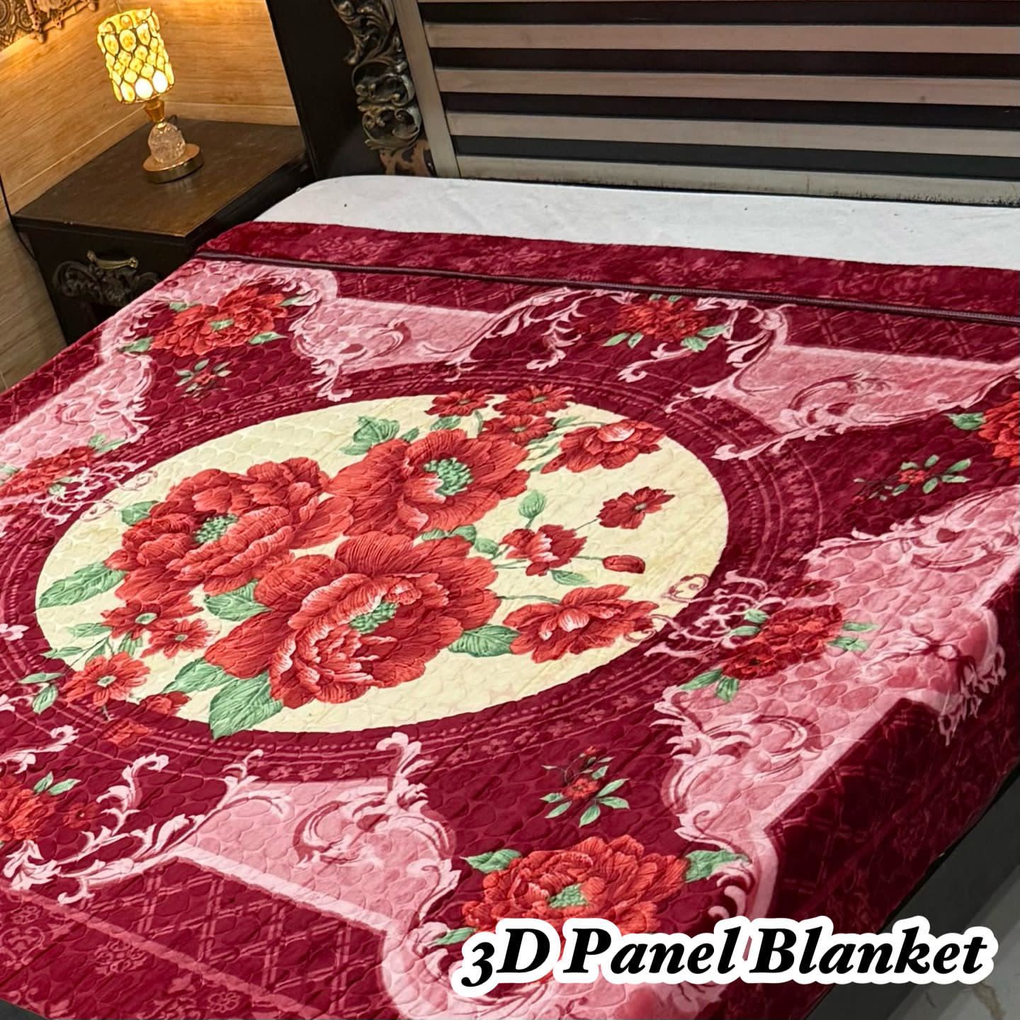 IRANI FOUR BORDER 3D PANEL EMBOSSED BLANKET DOUBLE BED - DESIGN 25