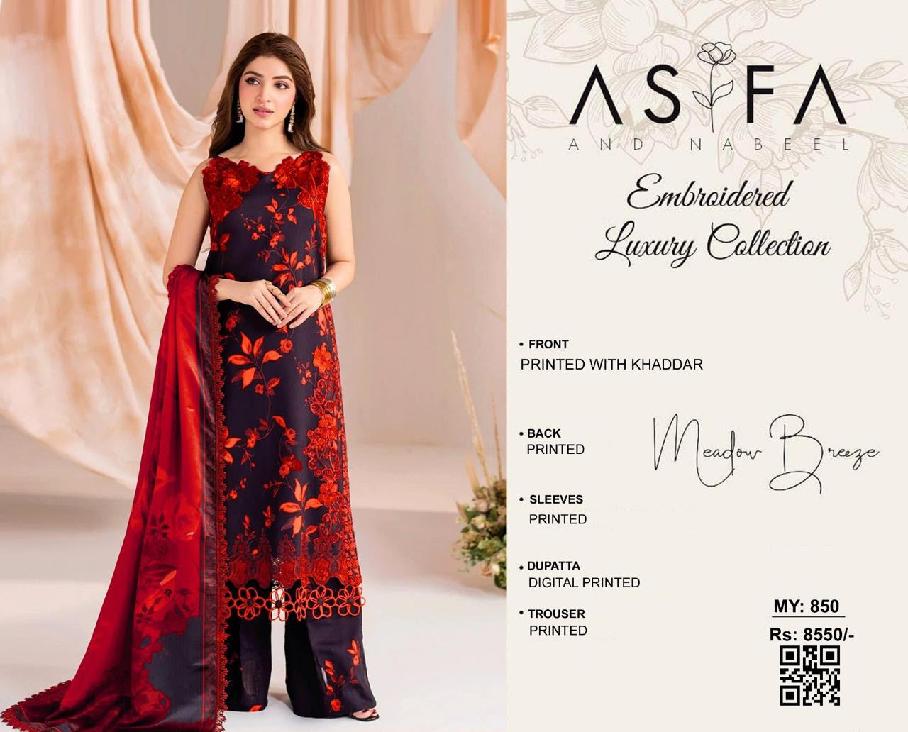 Indian Booti Dhanak Embroidered 3PC Suit - DESIGN 04
