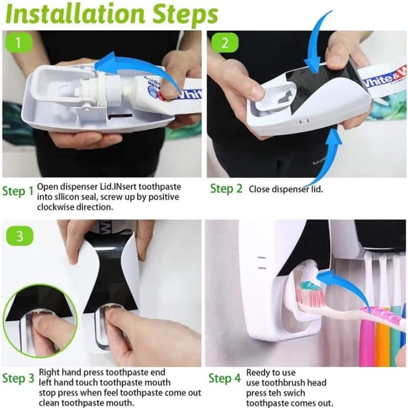 Automatic Toothpaste Dispenser with Brush Holder
