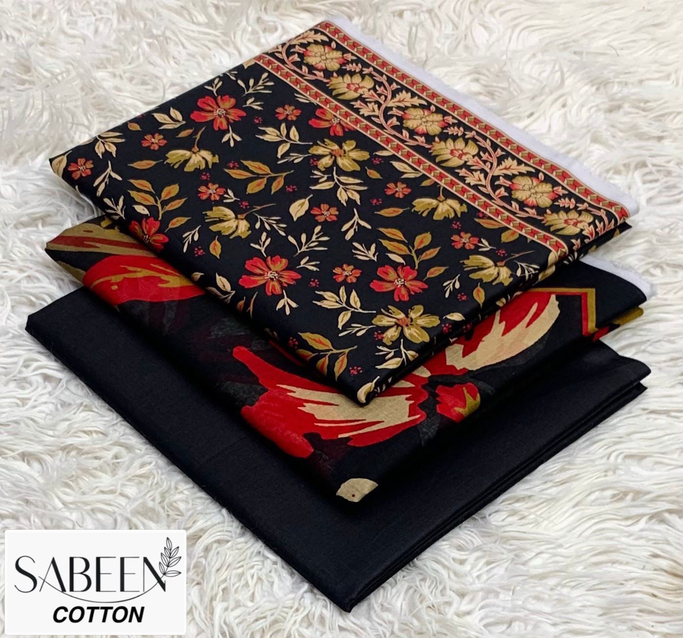 SABEEN COTTON ORIGINAL 3PC - BLACK RUST