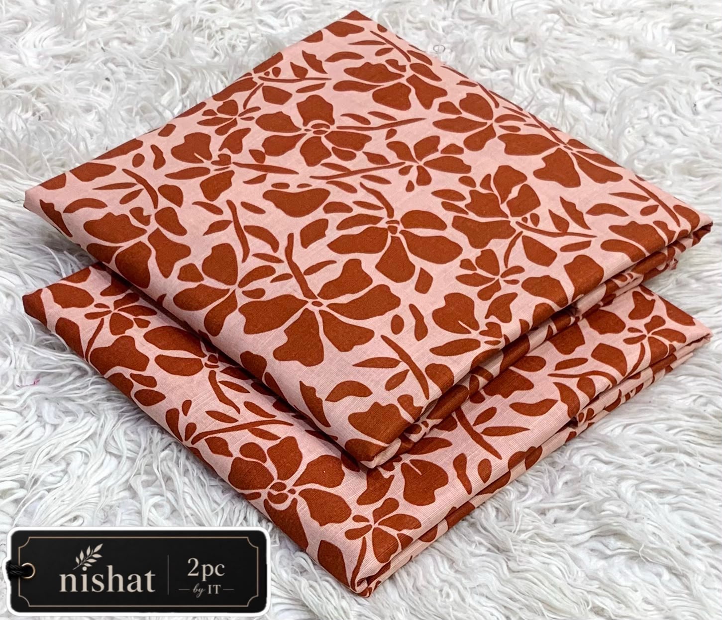 NISHAT ALLOVER KHADDAR 2PC BY IT - RUST PEACH