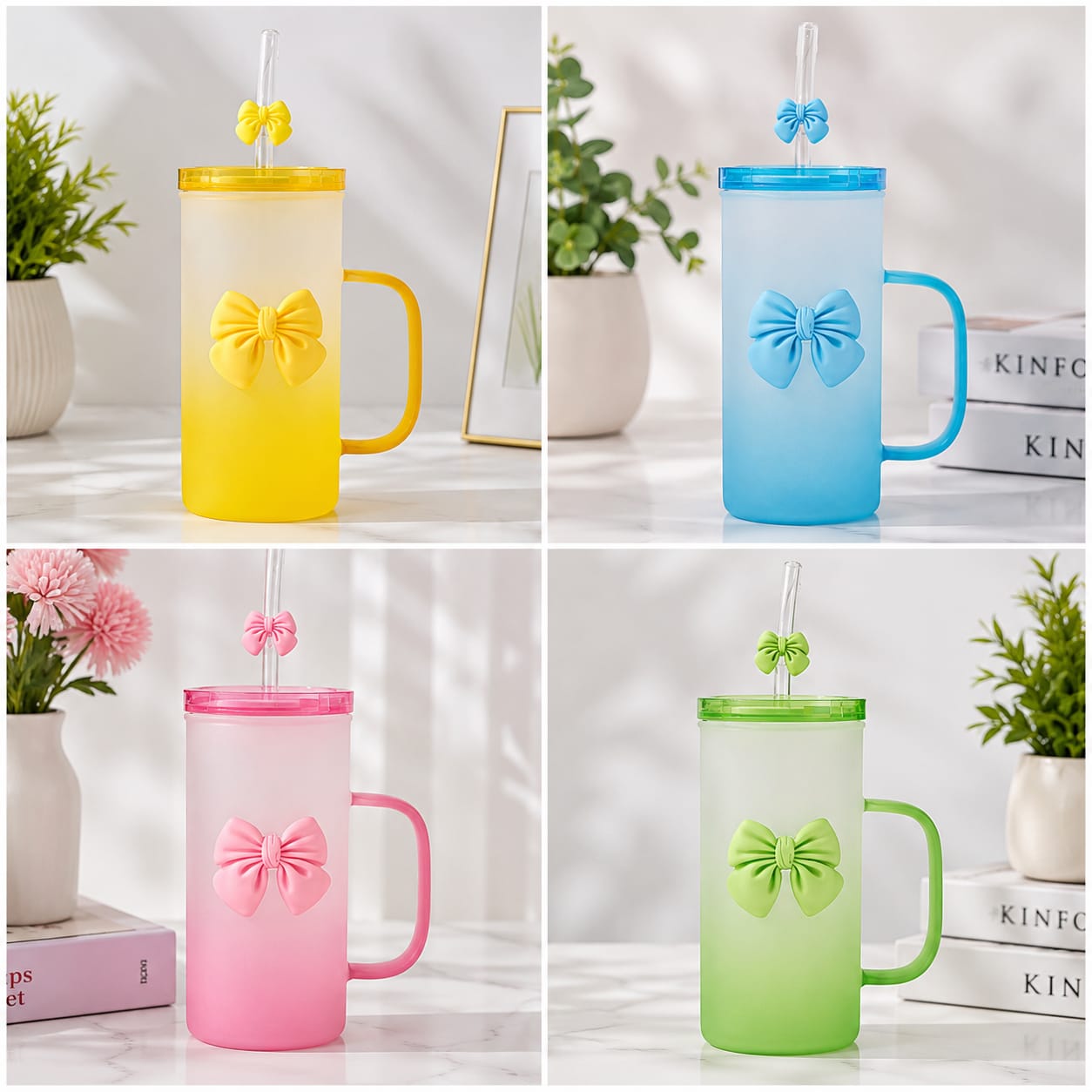 Two Tone Bow Glass Sipper