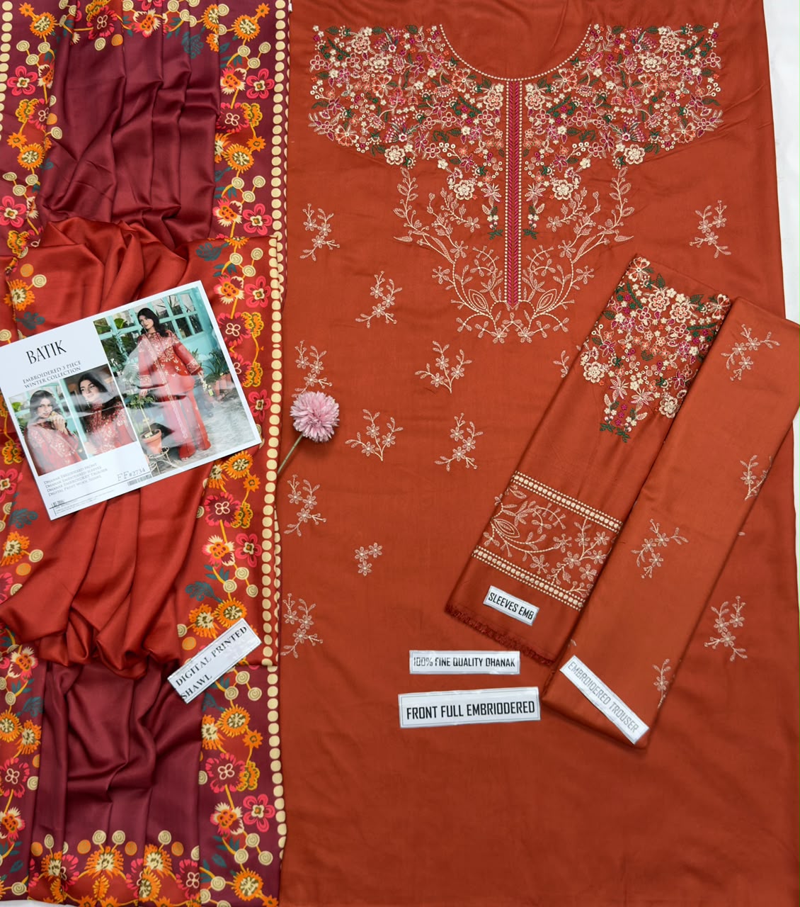 Batik Dhanak Embroidered 3PC Suit D#2734 - DESIGN 02