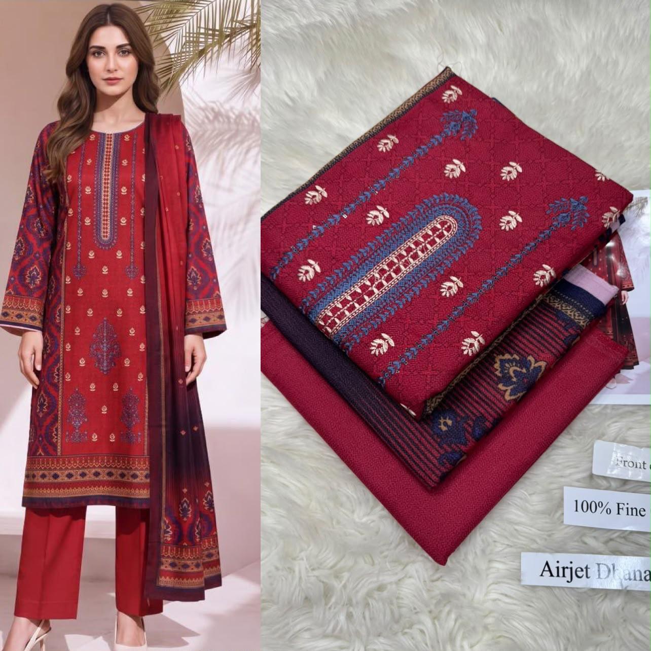 Airjet Dhanak with Dhanak Dupatta Panel Sequence Embroidered - DESIGN 09