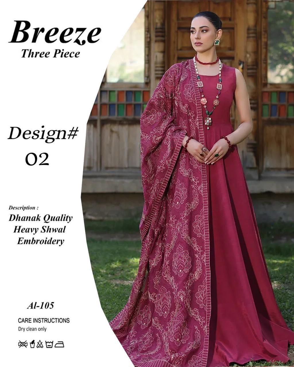 Bareeza AL 831 Dhanak Heavy Embroidered 3pc - DESIGN 20