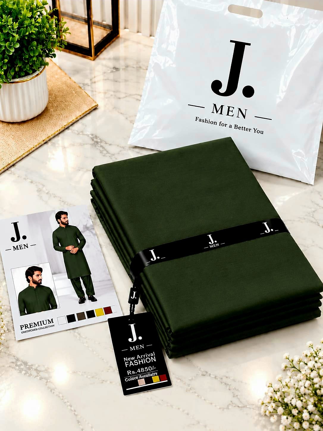 J. Junaid Jamshed Men SS26 Soft Cotton Unstitched - Design 01