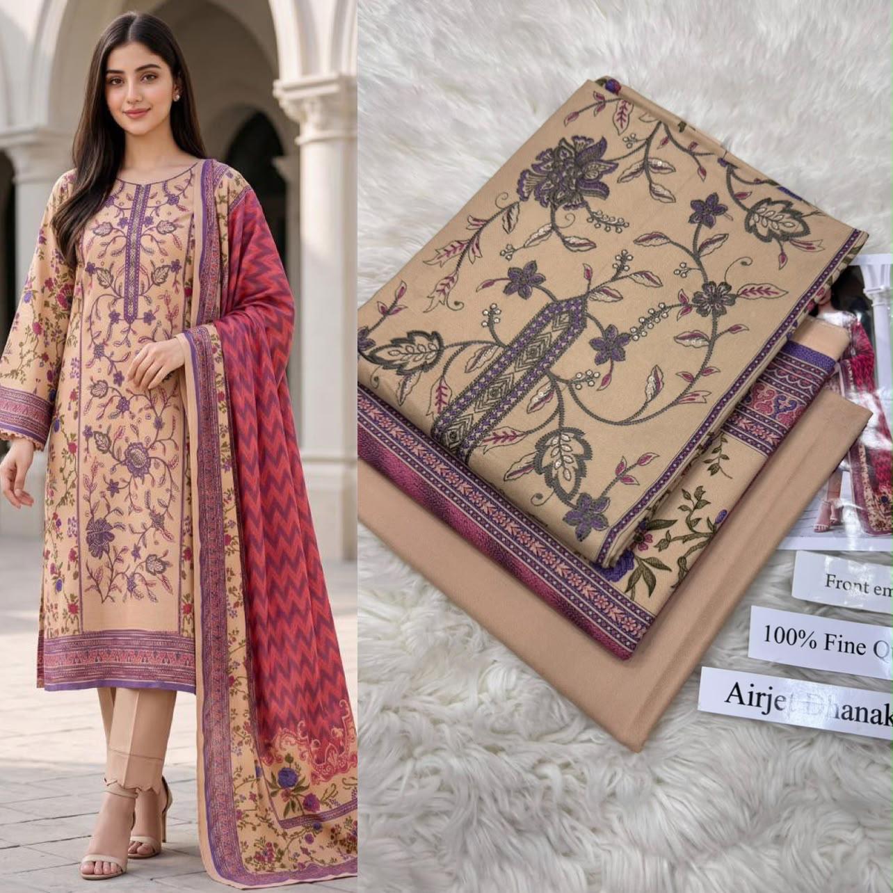 Airjet Dhanak with Dhanak Dupatta Sequence Embroidered - DESIGN 14