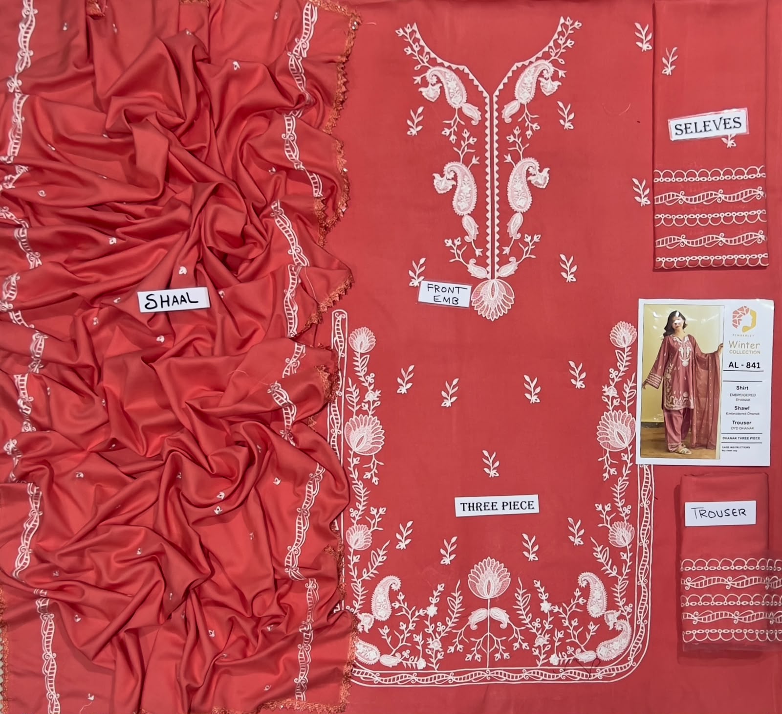 Zara Shah Dhanak Embroidered 3PC Suit D#AL841 - DESIGN 08