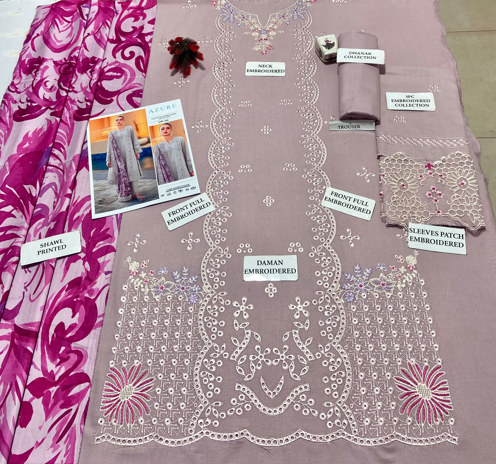 Royal Winter Edition Dhanak Embroidered 3PC Suit D#DW248 - DESIGN 01