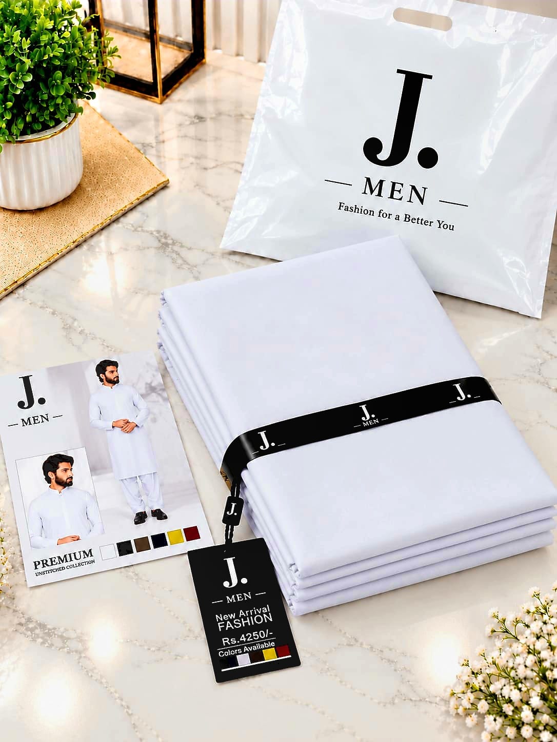 J. Junaid Jamshed Men SS26 Soft Cotton Unstitched - Design 05