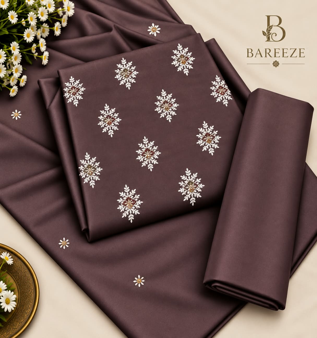 Mix Brands Linen Printed 3PC Suit - DESIGN 02