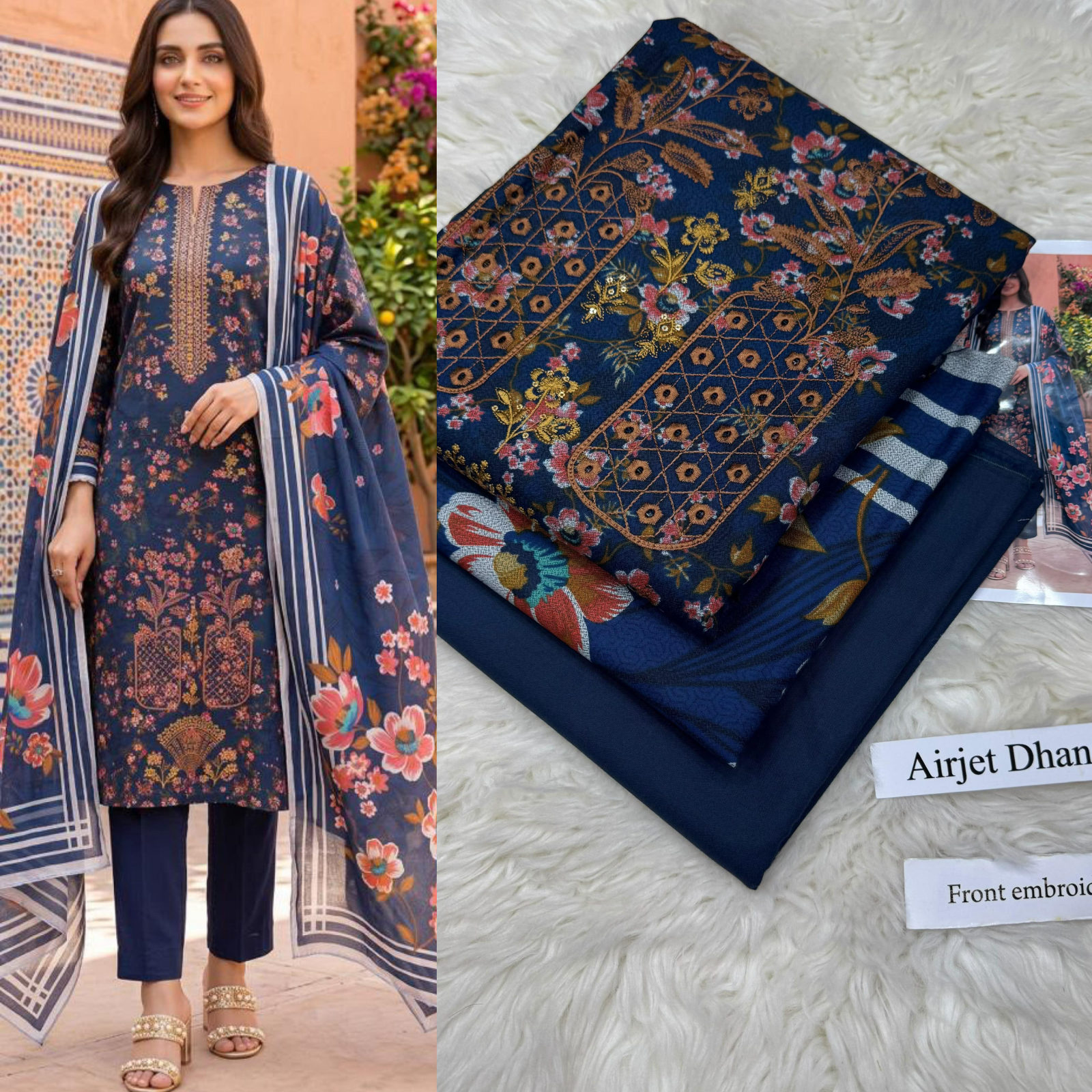 Airjet Dhanak with Dhanak Dupatta Panel Sequence Embroidered - DESIGN 24