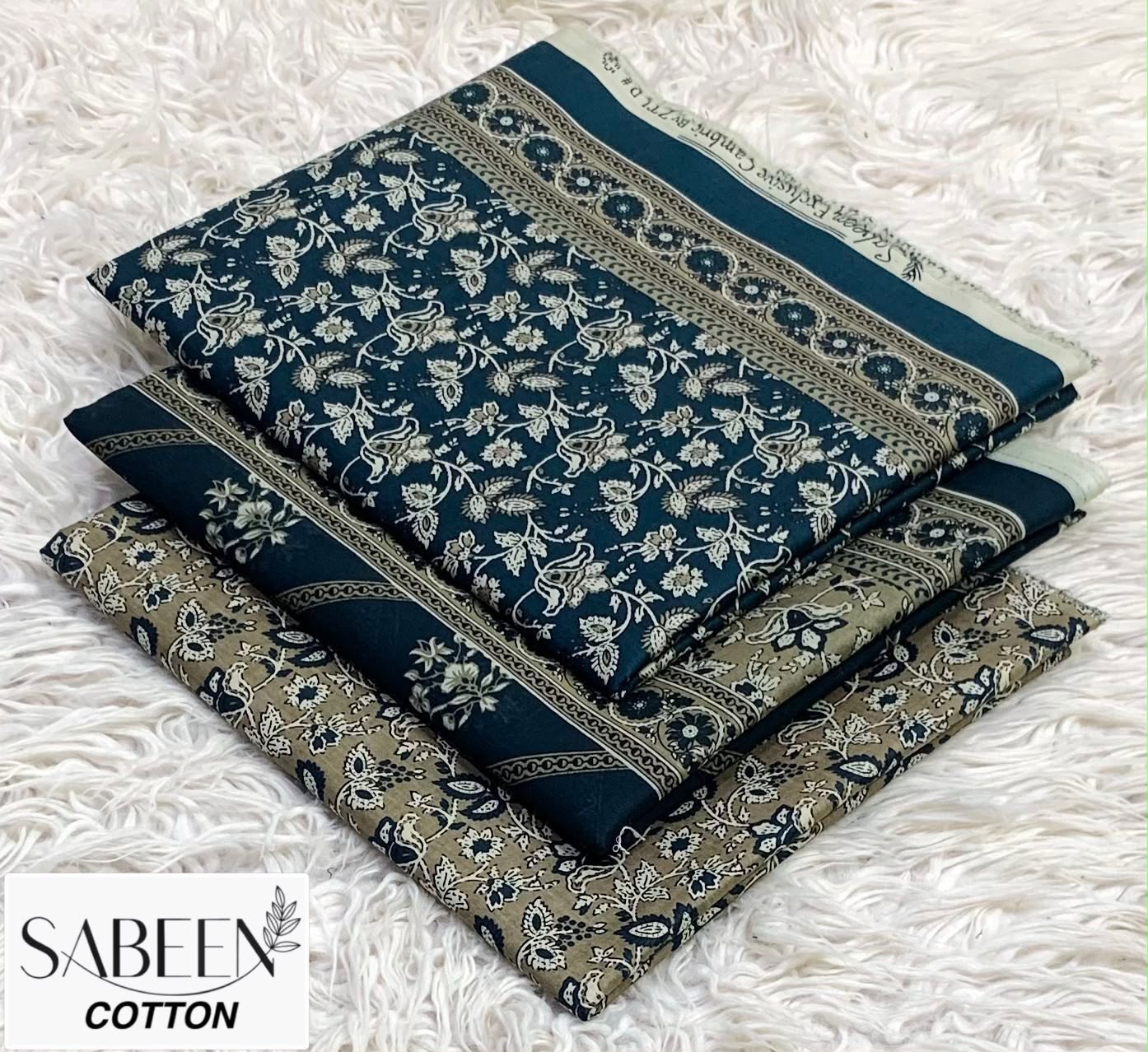 SABEEN COTTON ORIGINAL 3PC - TEAL BEIGE