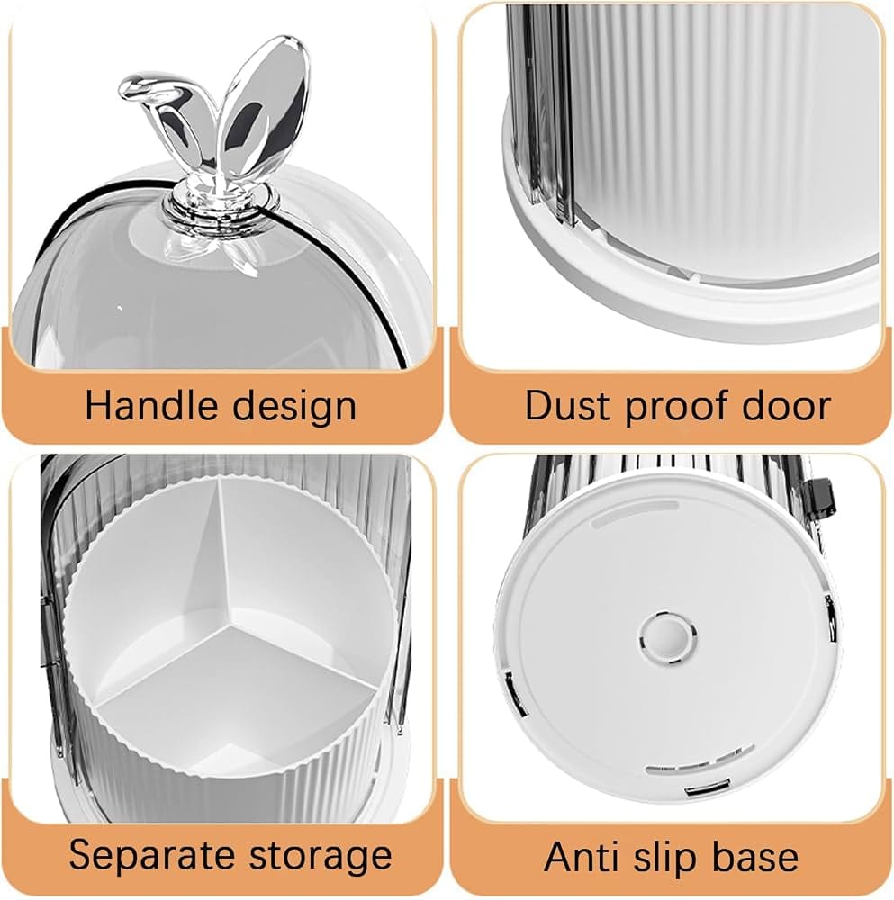 Rotating Makeup Brush Holder with Cover