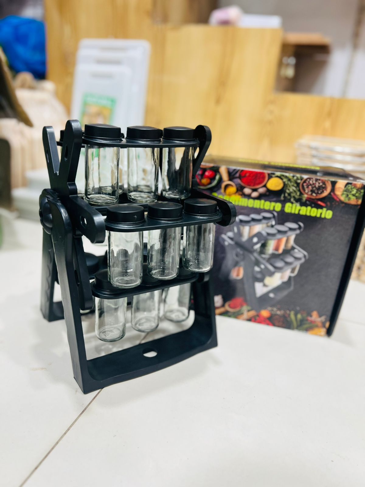 360 Rotating Spice Rack with 18 Glass Jars