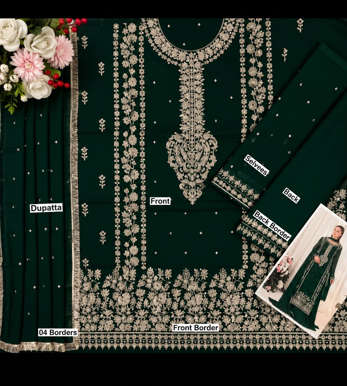 Harais Shakeel Chiffon Embroidered 3PC Suit - DESIGN 06