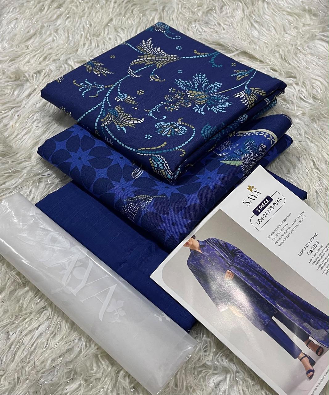 Azure Chiffon Unstitched Embroidered 3PC Suit - DESIGN 11