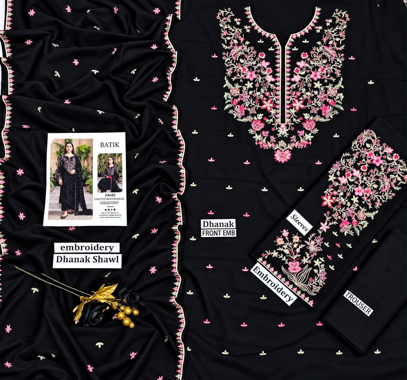 Iznik Dhanak Embroidered 3PC Suit D#2744 - DESIGN 08