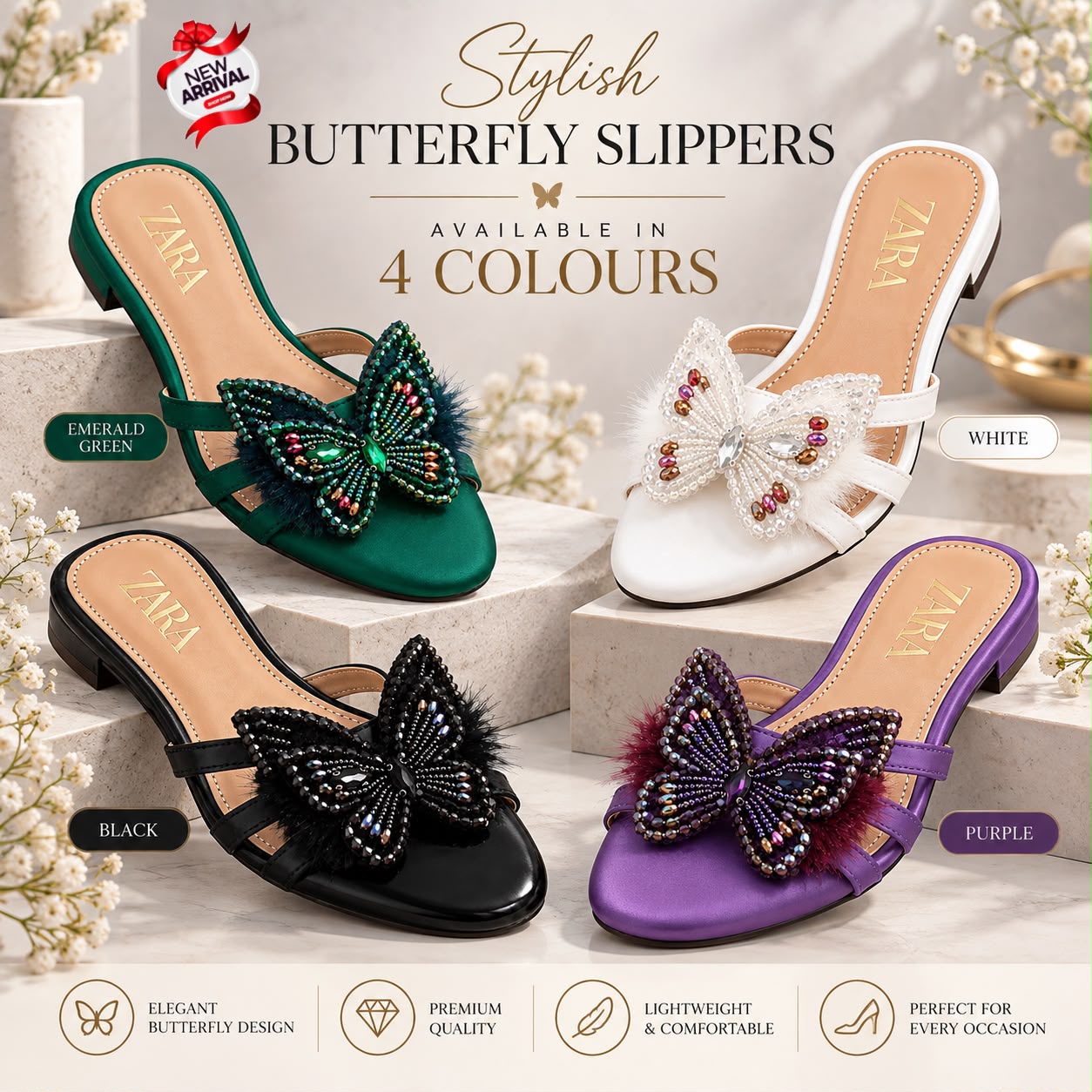 Zara Bow Slipper for Girls - DESIGN 06