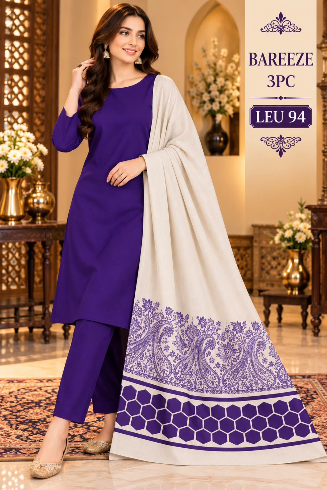 Bareeze Dhanak 3PC Suit D#LEU-94 - DESIGN 05