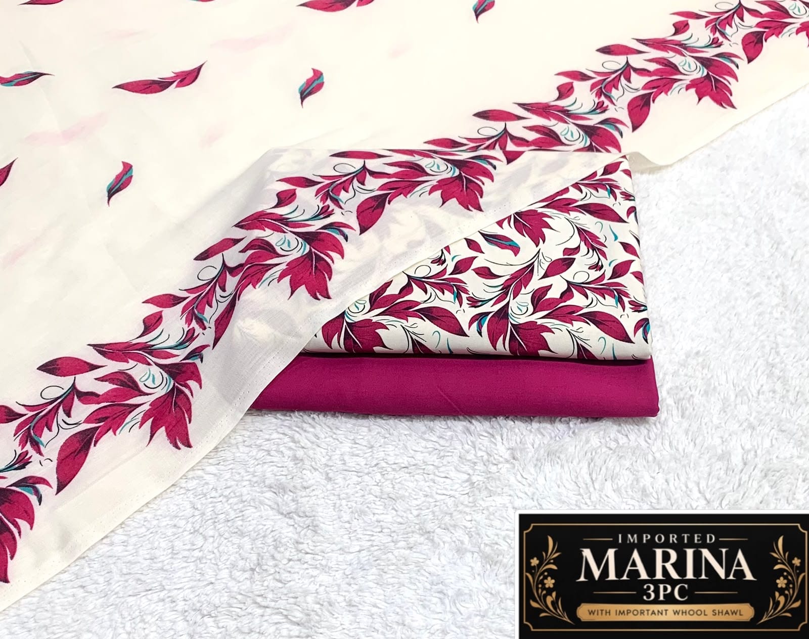 IMPORTED MARINA 3PC COLLECTION BY IT - CREAM MAGENTA