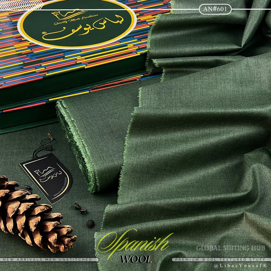 LIBAS E YOUSAF SPANISH WOOL MENS UNSTITCHED - BOTTLE GREEN