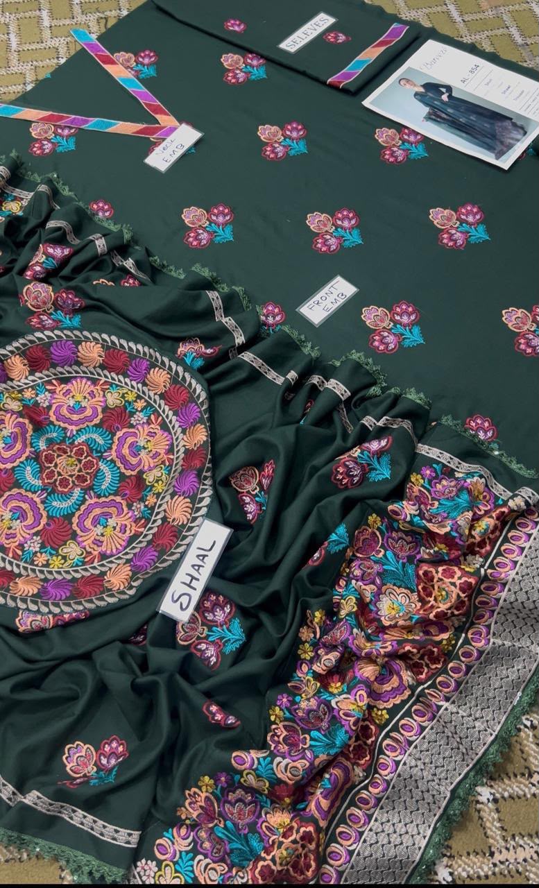 Bareeza AL 831 Dhanak Heavy Embroidered 3pc - DESIGN 38
