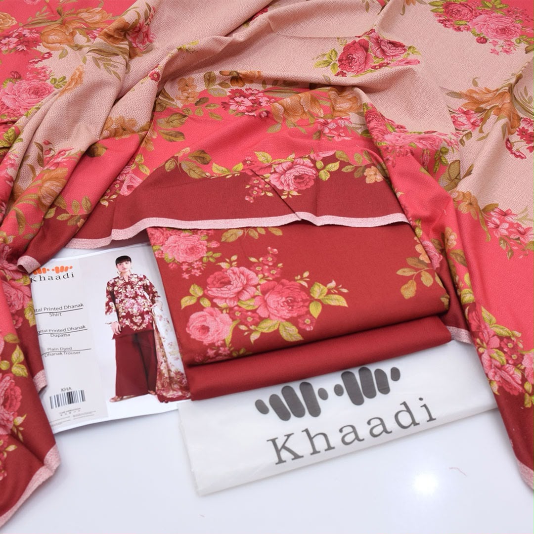 Khaadi Dhanak Printed 3PC Suit - DESIGN 07