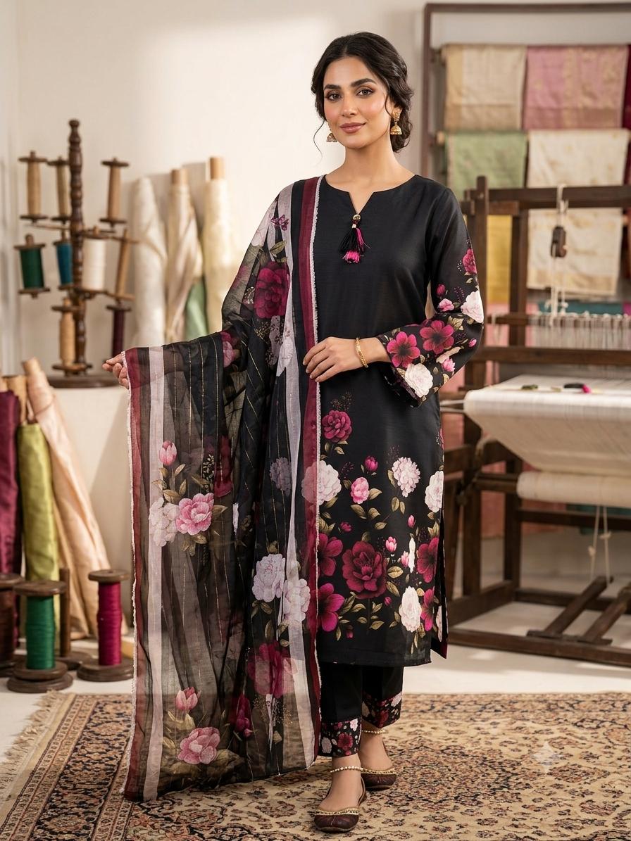 Digital Printed Soft Doria Lawn 3pc Dress