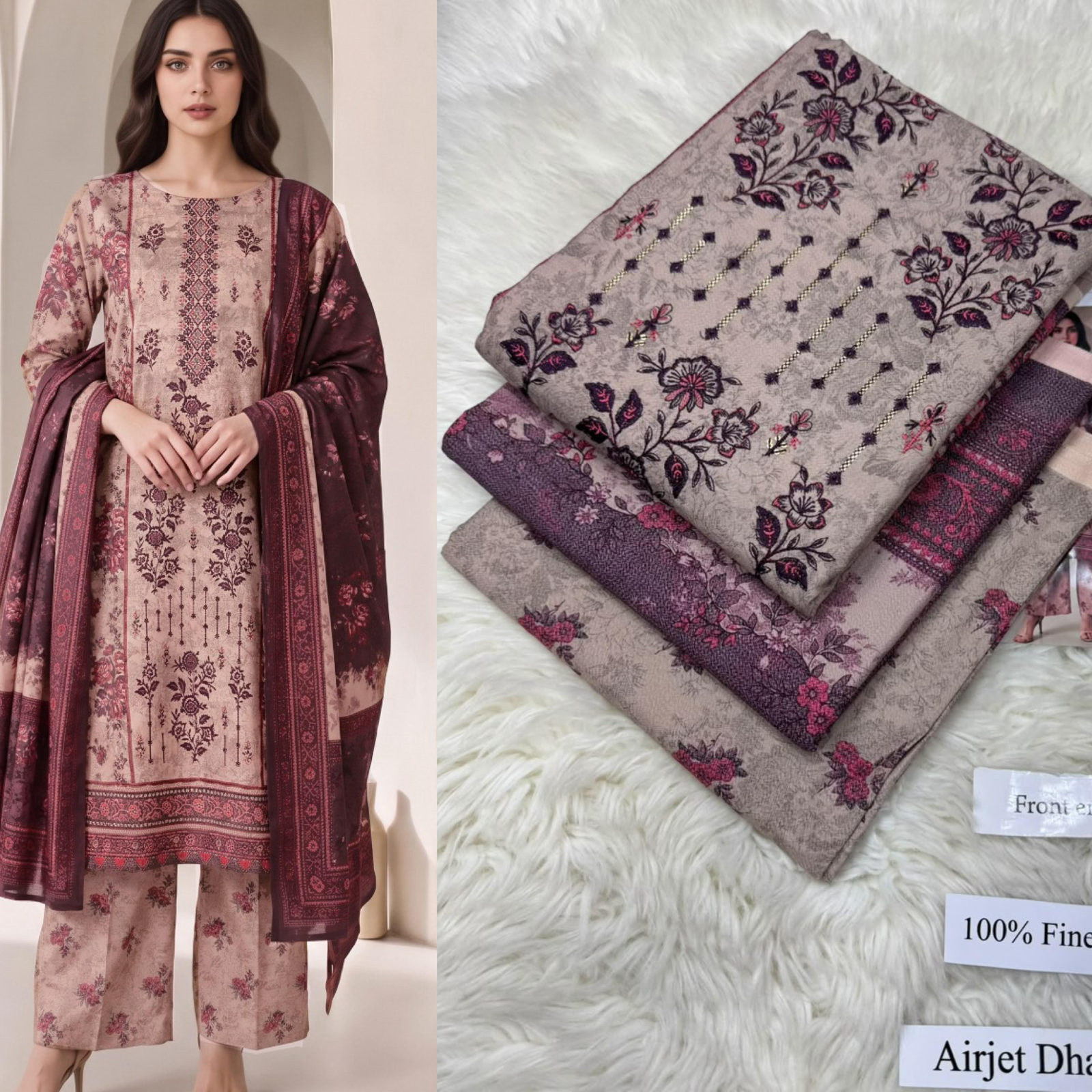 Airjet Dhanak with Dhanak Dupatta Sequence Embroidered - DESIGN 07