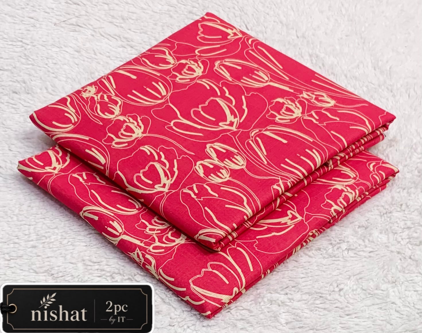 NISHAT ALLOVER KHADDAR 2PC BY IT - CORAL