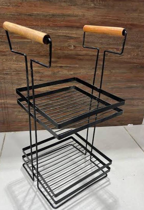 2 Layer Organizer Basket with Wooden Handle