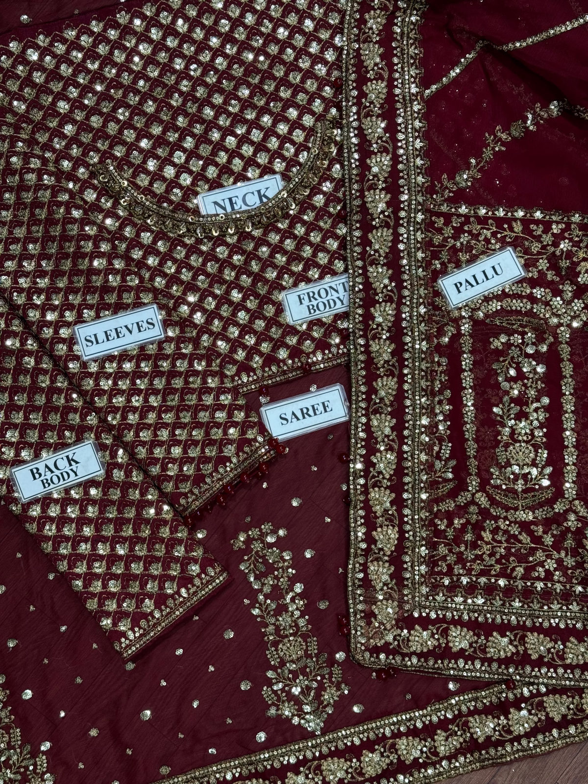 Maria B Chiffon Saree with Raw Silk Body - Design 01