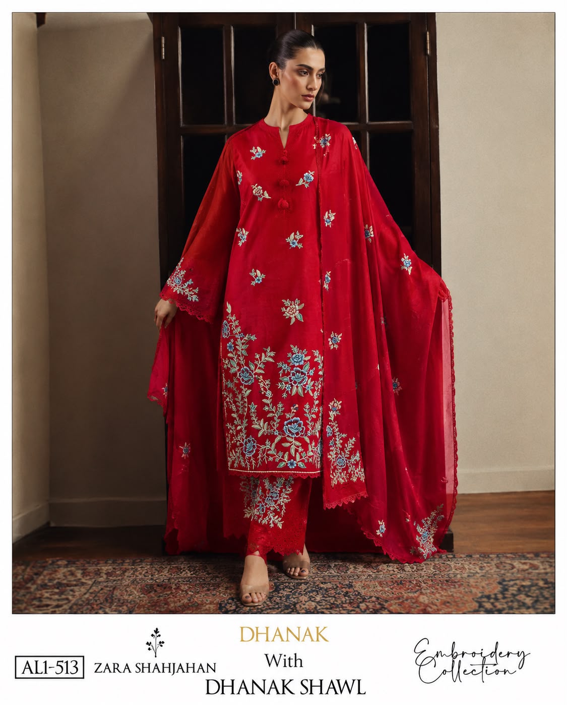 Zara Shah Dhanak Winter Embroidered 3pc Code AL 841 - Design 02