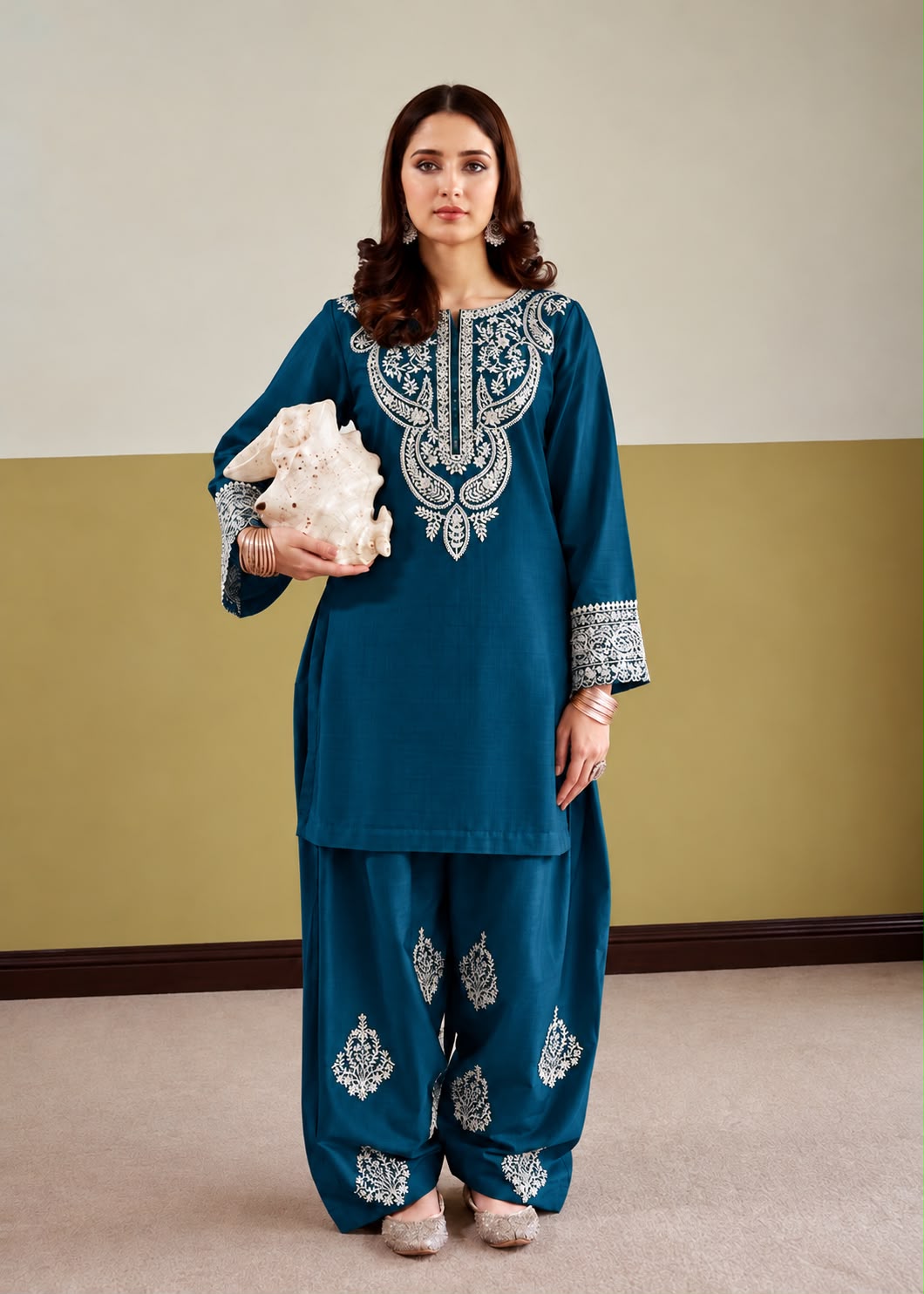 Urge Pret Dhanak Embroidered 3PC Suit - DESIGN 01