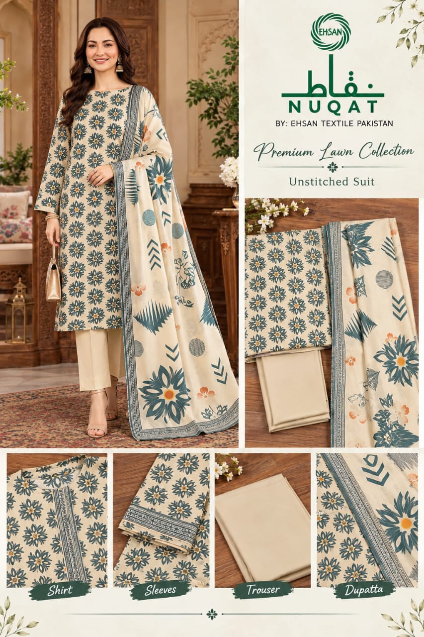 NUQAT by Ehsan Textiles Air Jet Lawn 3pc Vol 9 - DESIGN 02