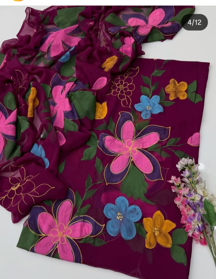 Digital Printed Shamoz Silk 3pc Suit - DESIGN 66