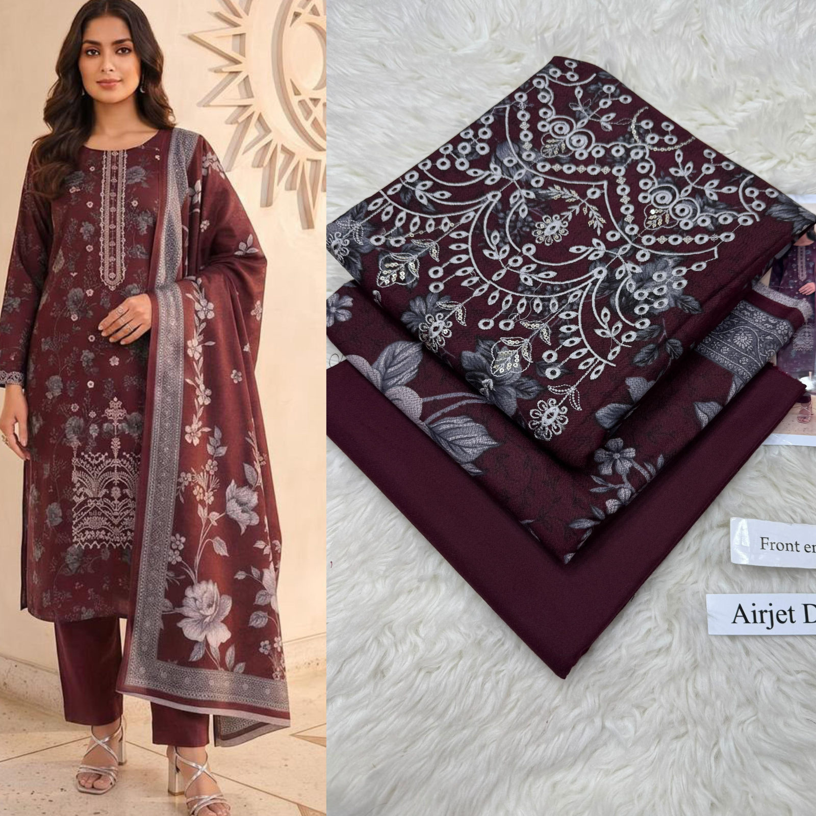 Airjet Dhanak with Dhanak Dupatta Sequence Embroidered - DESIGN 20
