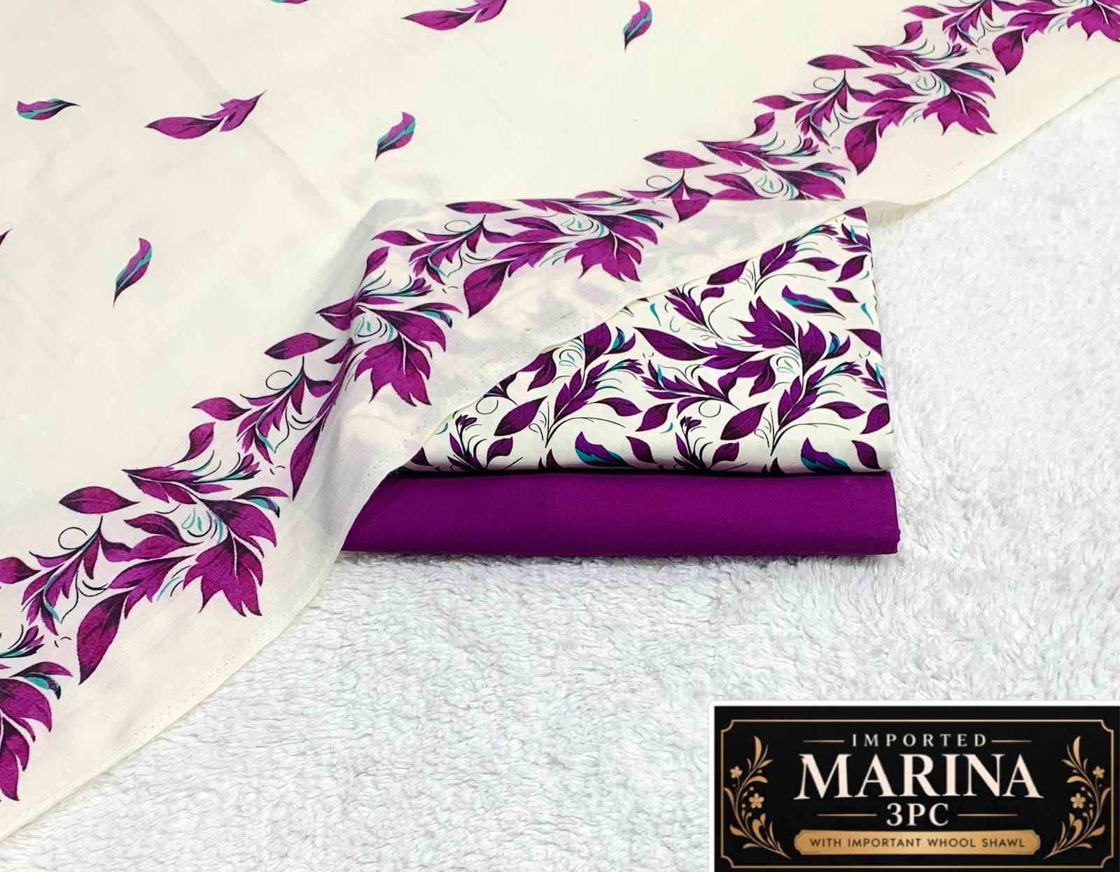 IMPORTED MARINA 3PC COLLECTION BY IT - CREAM PURPLE