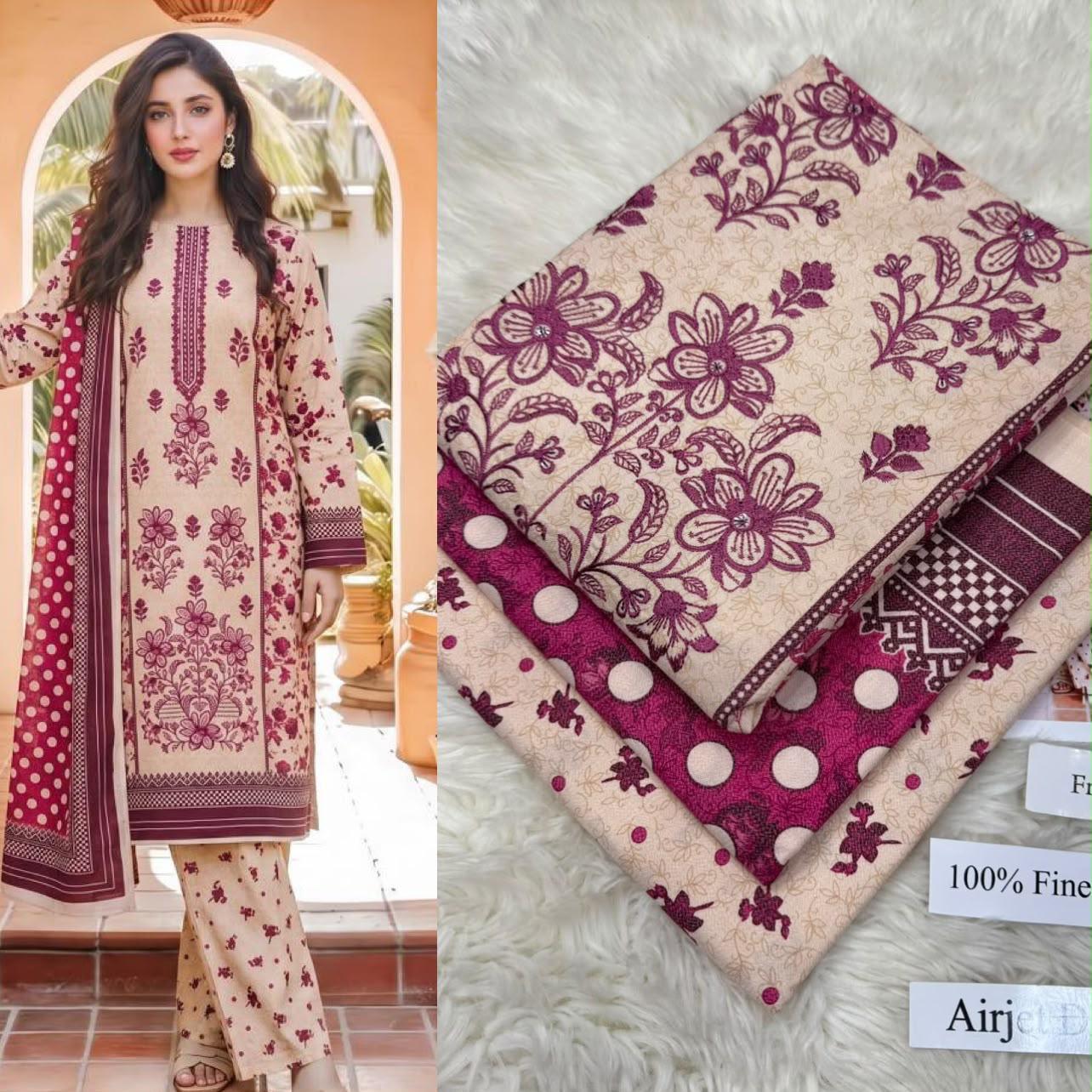 Airjet Dhanak with Dhanak Dupatta Panel Sequence Embroidered - DESIGN 17
