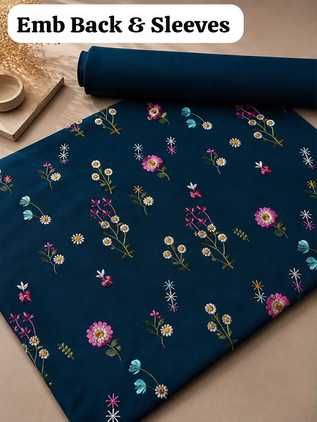 INDIAN BOTY EMBROIDERED DHANAK 2PC - TEAL
