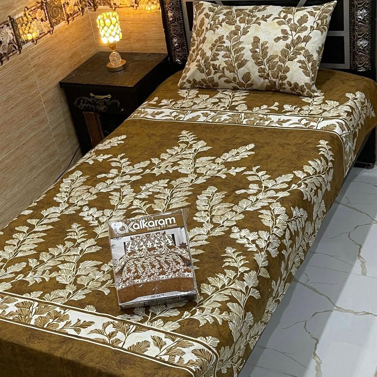Alkaram 4pc Mix Cotton Single Bedsheet Pair - Design 01