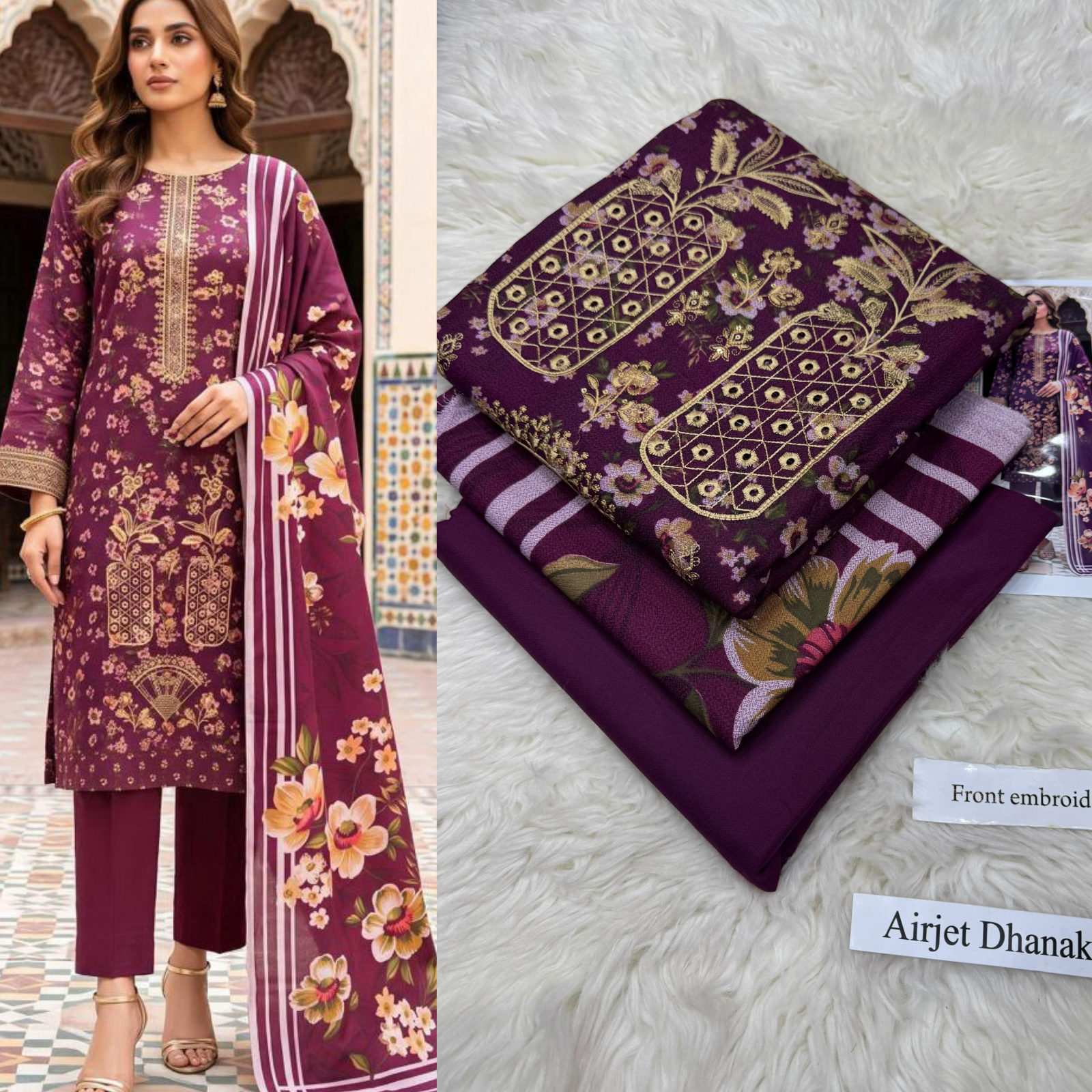 Airjet Dhanak with Dhanak Dupatta Sequence Embroidered - DESIGN 02
