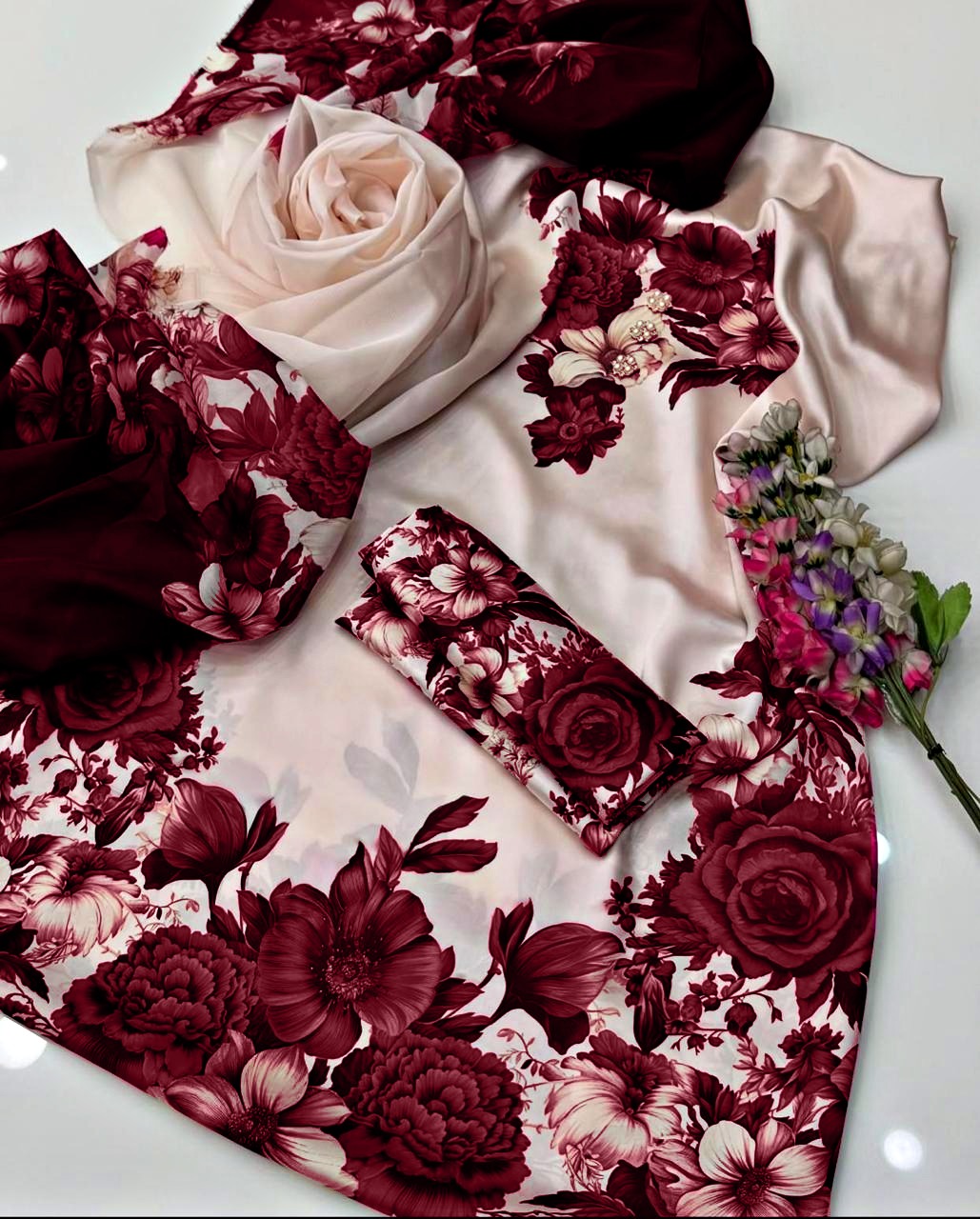 Digital Printed Shamoz Silk 3pc Suit - DESIGN 16
