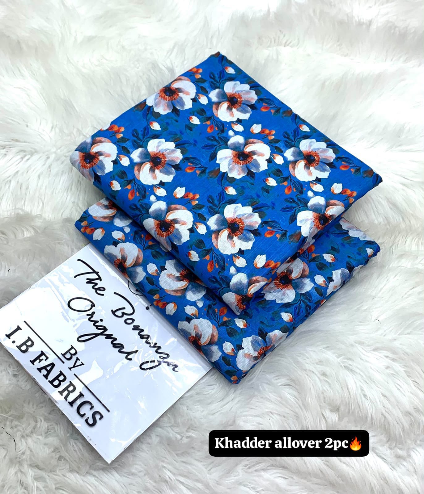 BONANZA 2PC KHADDAR ALLOVER ORIGINAL - BLUE FLORAL