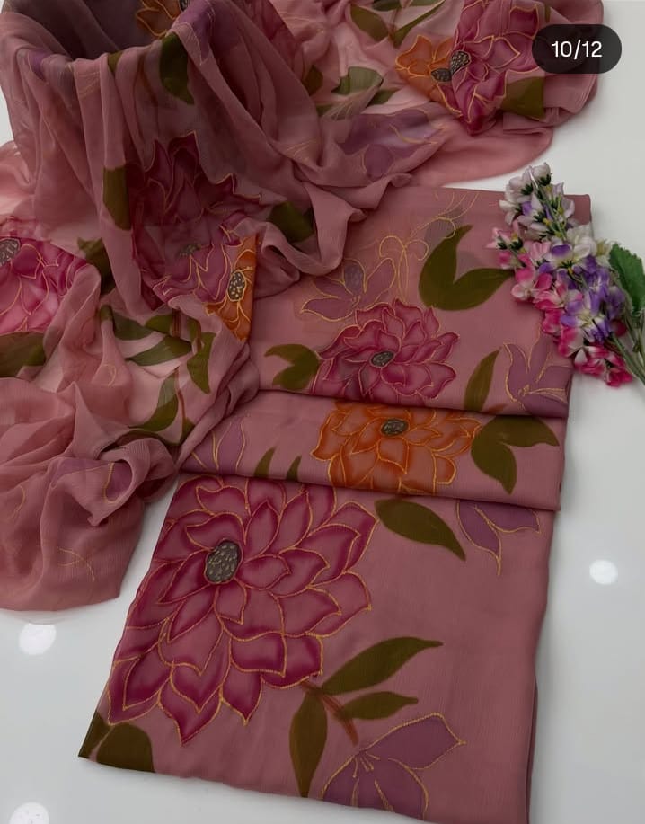 Digital Printed Shamoz Silk 3pc Suit - DESIGN 18