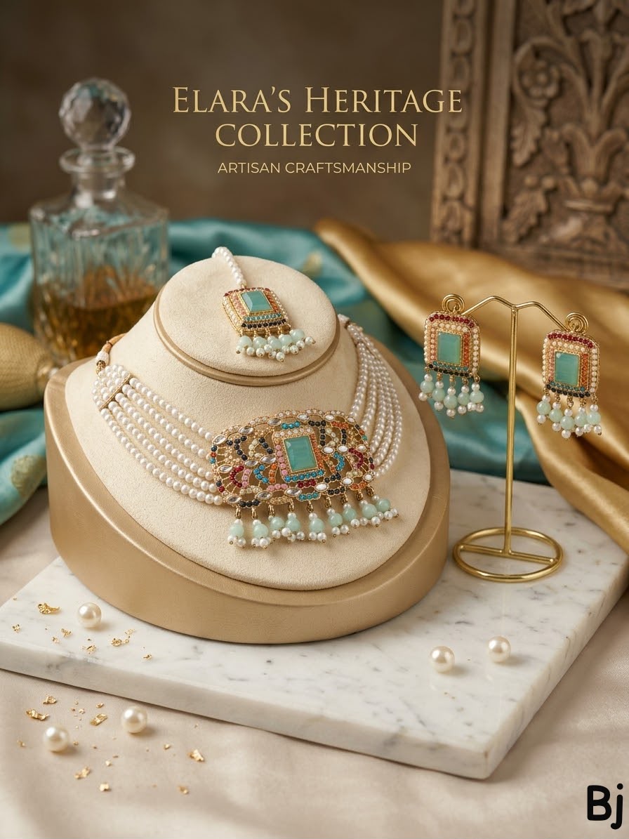 Kundan Choker Set with Earrings and Tika - DESIGN 05