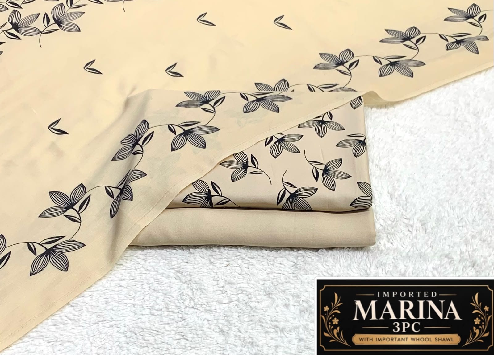 IMPORTED MARINA 3PC COLLECTION BY IT - CREAM BLACK FLORAL