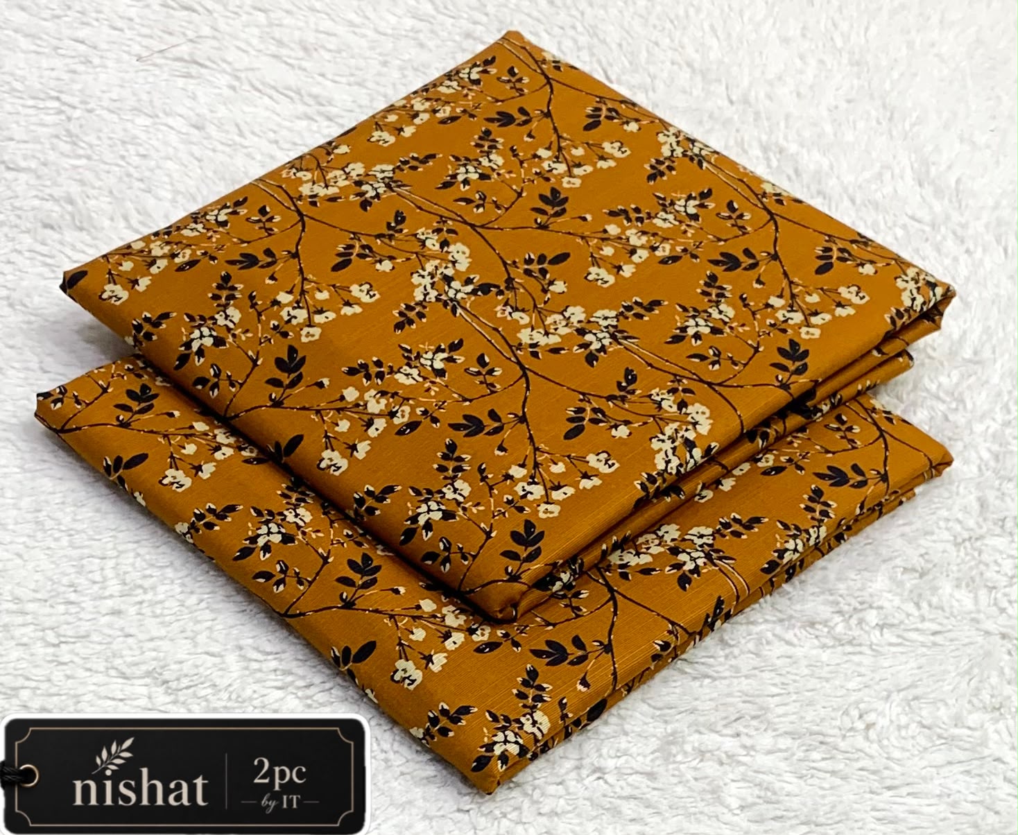 NISHAT ALLOVER KHADDAR 2PC BY IT - MUSTARD FLORAL