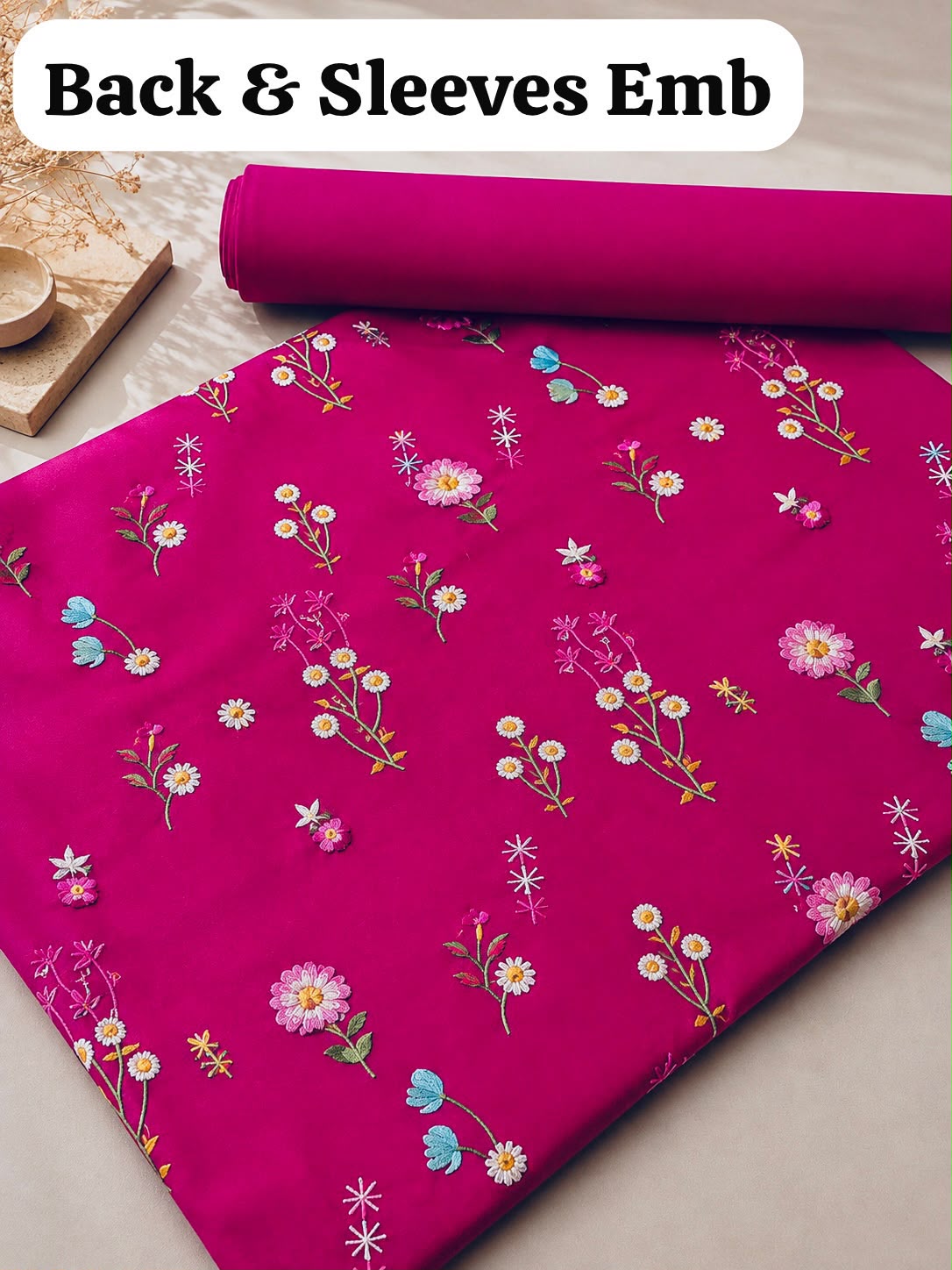 INDIAN BOTY EMBROIDERED DHANAK 2PC - MAGENTA